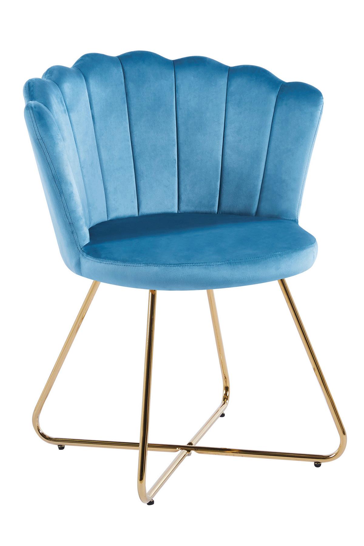 Stuhl-set Blau B: 69,5 Cm - Blau/Goldfarben, MODERN, Textil/Metall (69,5/85/66cm) - Livetastic