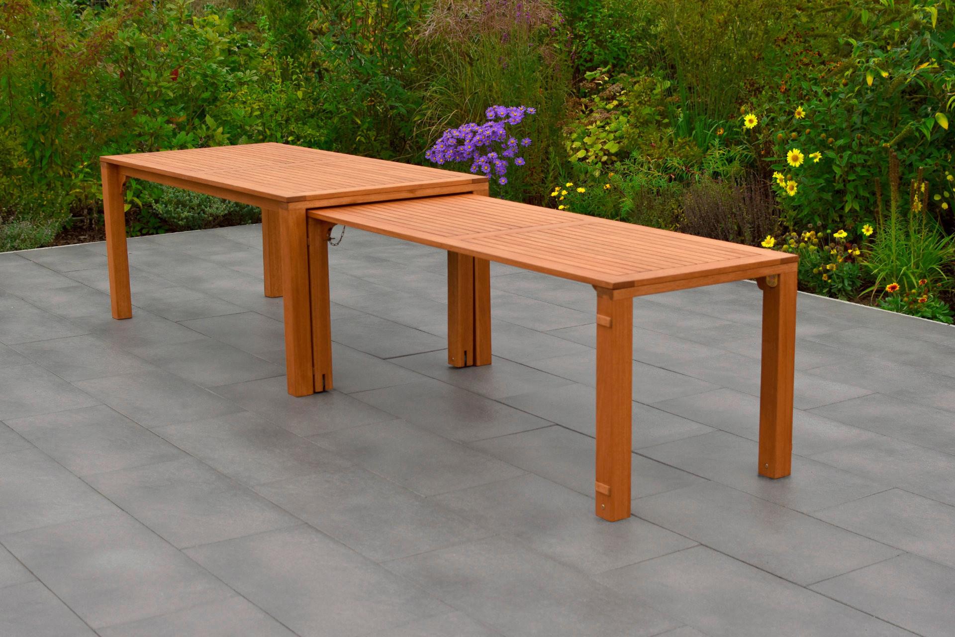 Gartentisch Flex Holz L: 185-370 cm - Braun, KONVENTIONELL, Holz (185/90/76cm) - Gardenson