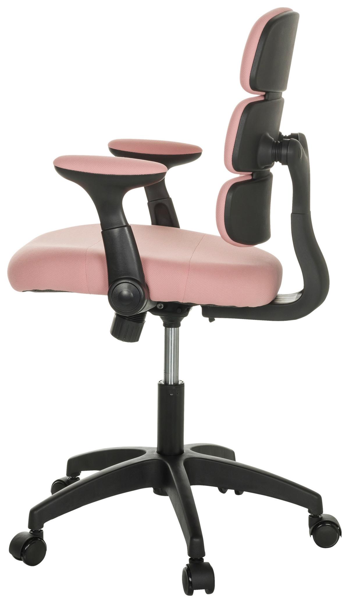 Jugenddrehstuhl Kid Ergolino B mit Armstützen Rosa Bis 100 Kg - Schwarz/Rosa, Basics, Kunststoff/Textil (62/86-97/62cm) - MID.YOU