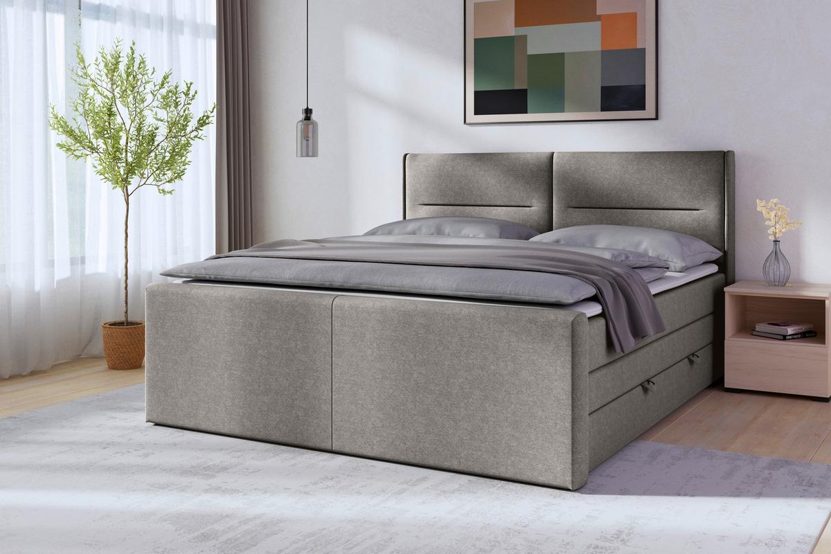 Boxspringbett Mit Bettkasten Kyoto Silberfarben 180x200 - Silberfarben, MODERN, Karton/Holzwerkstoff (180/200cm) - MID.YOU