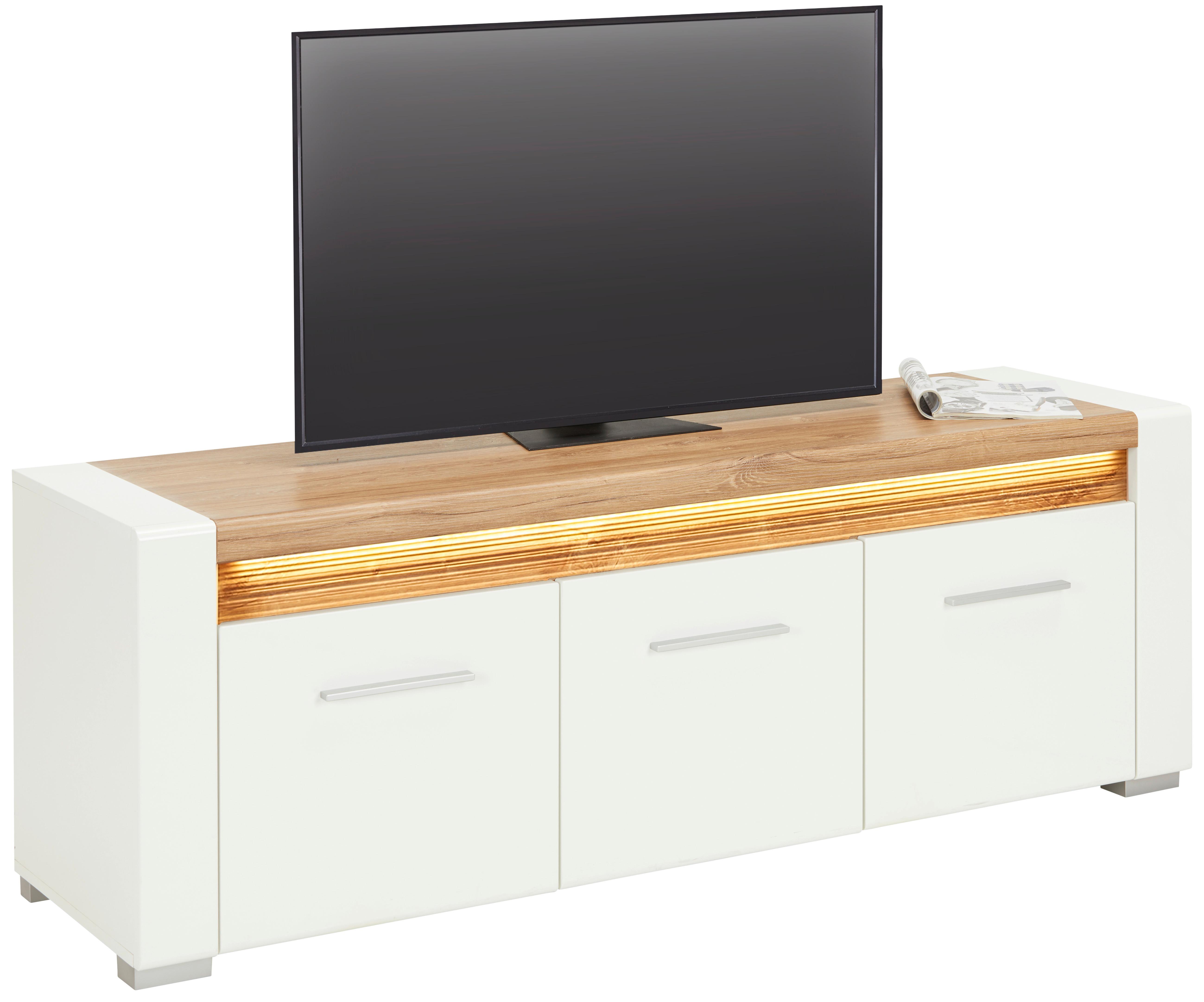 Tv Diel Leonardo - farby dubu/biela, Moderný, kov/kompozitné drevo (160/56/45cm) - Modern Living
