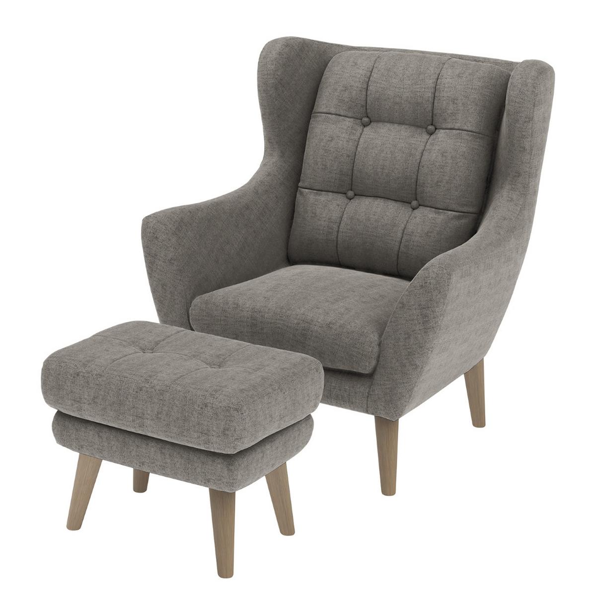 Sesselset Henry Dunkelgrau B: 91 cm - Eichefarben/Dunkelgrau, KONVENTIONELL, Textil (91/104/94cm) - Trendmanufaktur