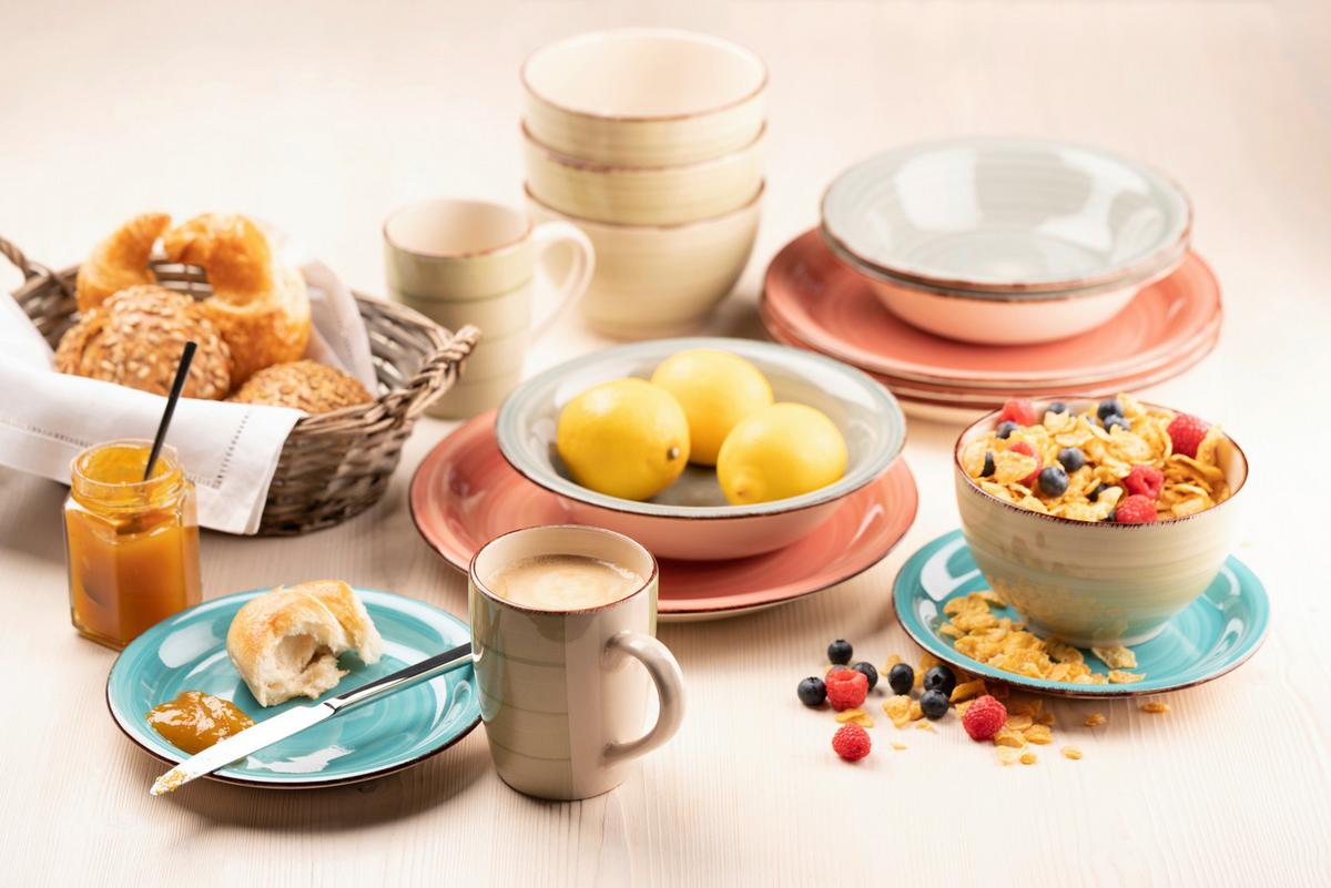 Frühstücksset Lumaca Keramik 6 Personen Geschirr Set Grau - Grau, Basics, Keramik - Mäser