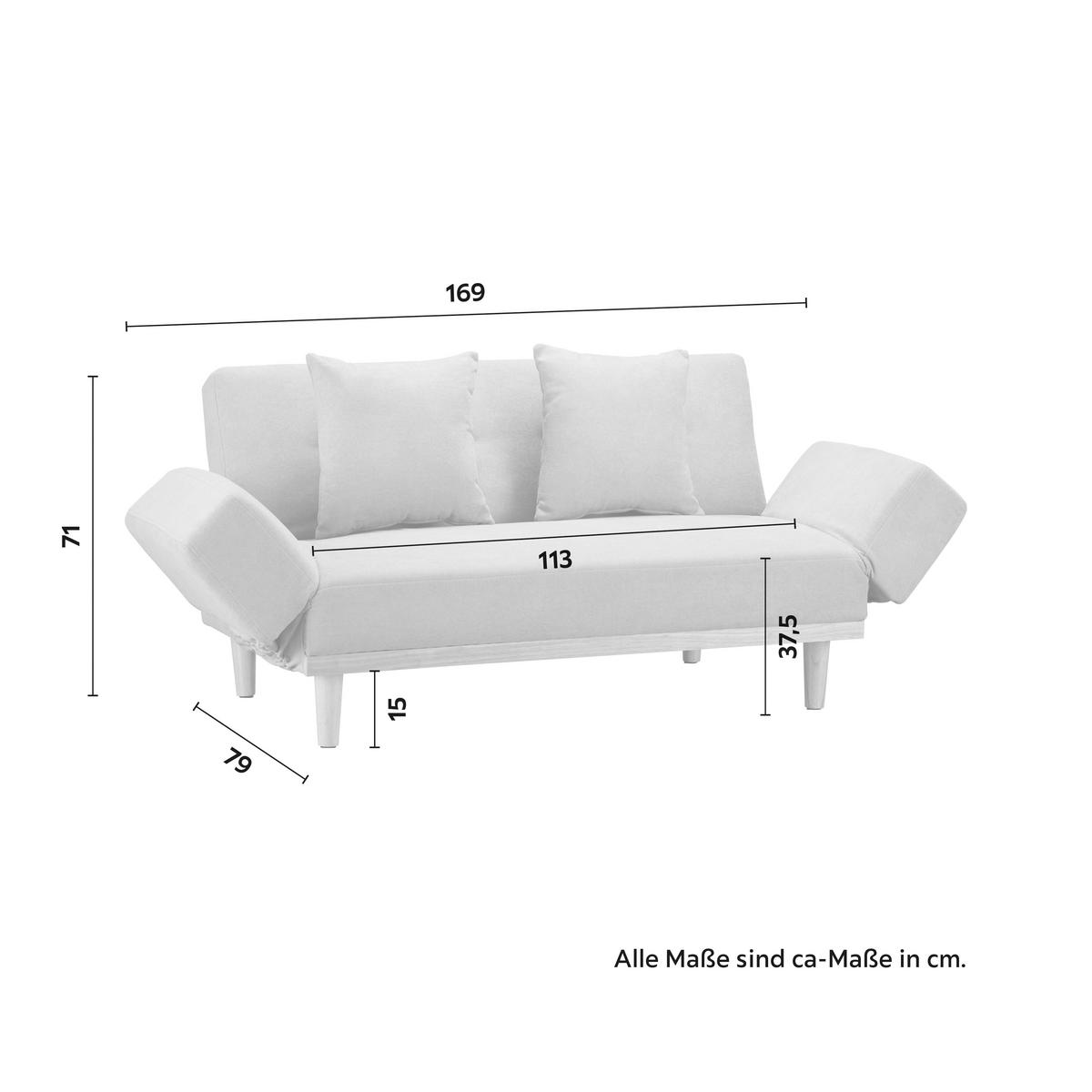 Rozkládací pohovka FELICIA, světle šedá - světle šedá/přírodní barvy, Moderní, dřevo/textil (169/71/79cm) - Bessagi Home