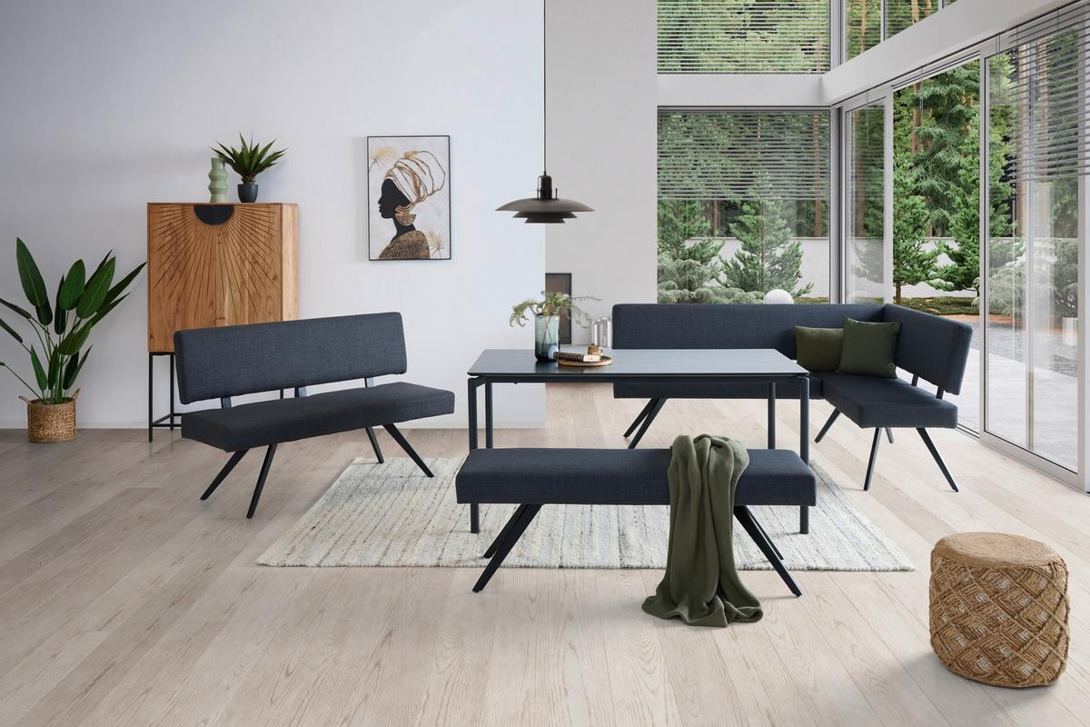 Eckbank Andros - Dunkelgrau/Schwarz, KONVENTIONELL, Textil/Metall (190/150cm) - MID.YOU