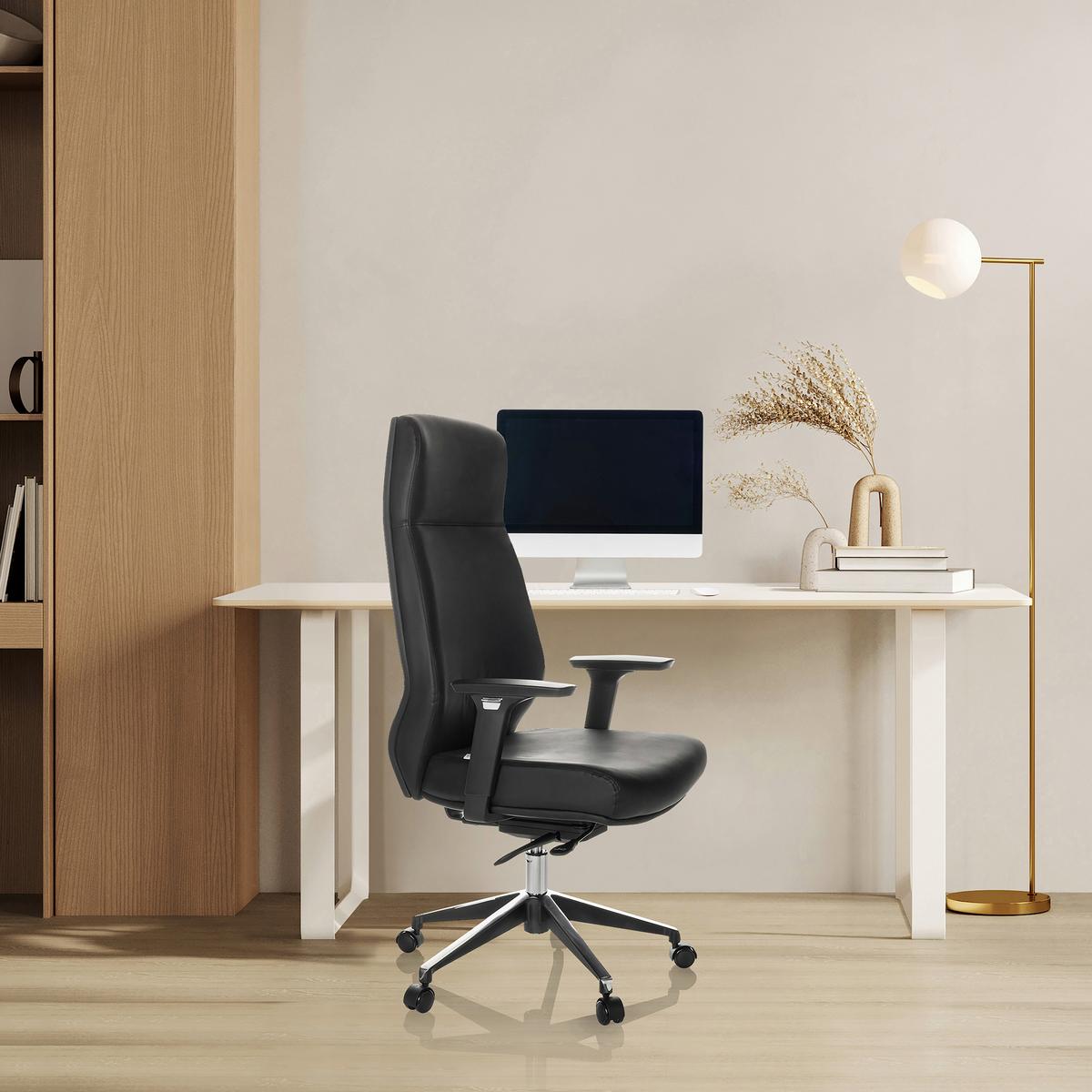 Chefsessel Vitoro Eco - Schwarz, Basics, Leder/Kunststoff (68/123-130/68cm) - MID.YOU