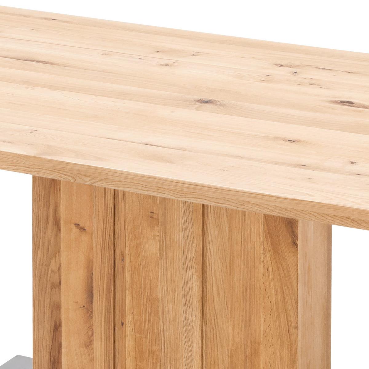Esstisch Eiche Greta 180x90 Cm Eichefarben/edelstahlfarben - Edelstahlfarben/Eichefarben, Design, Holz/Holzwerkstoff (180/90/77cm) - Livetastic