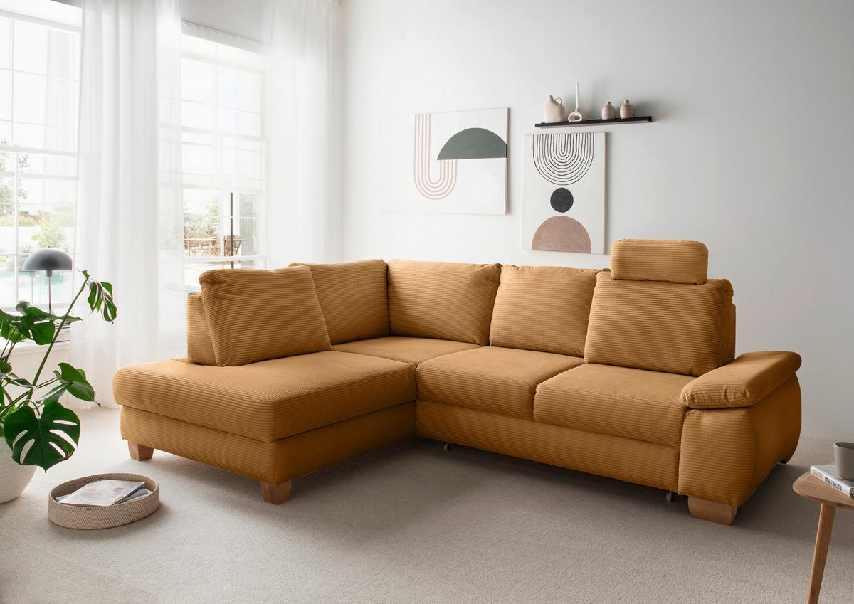 Eckschlafsofa Positano Goldfarben S: 206x261 Cm - Wildeiche/Goldfarben, MODERN, Textil (206/261cm) - Livetastic
