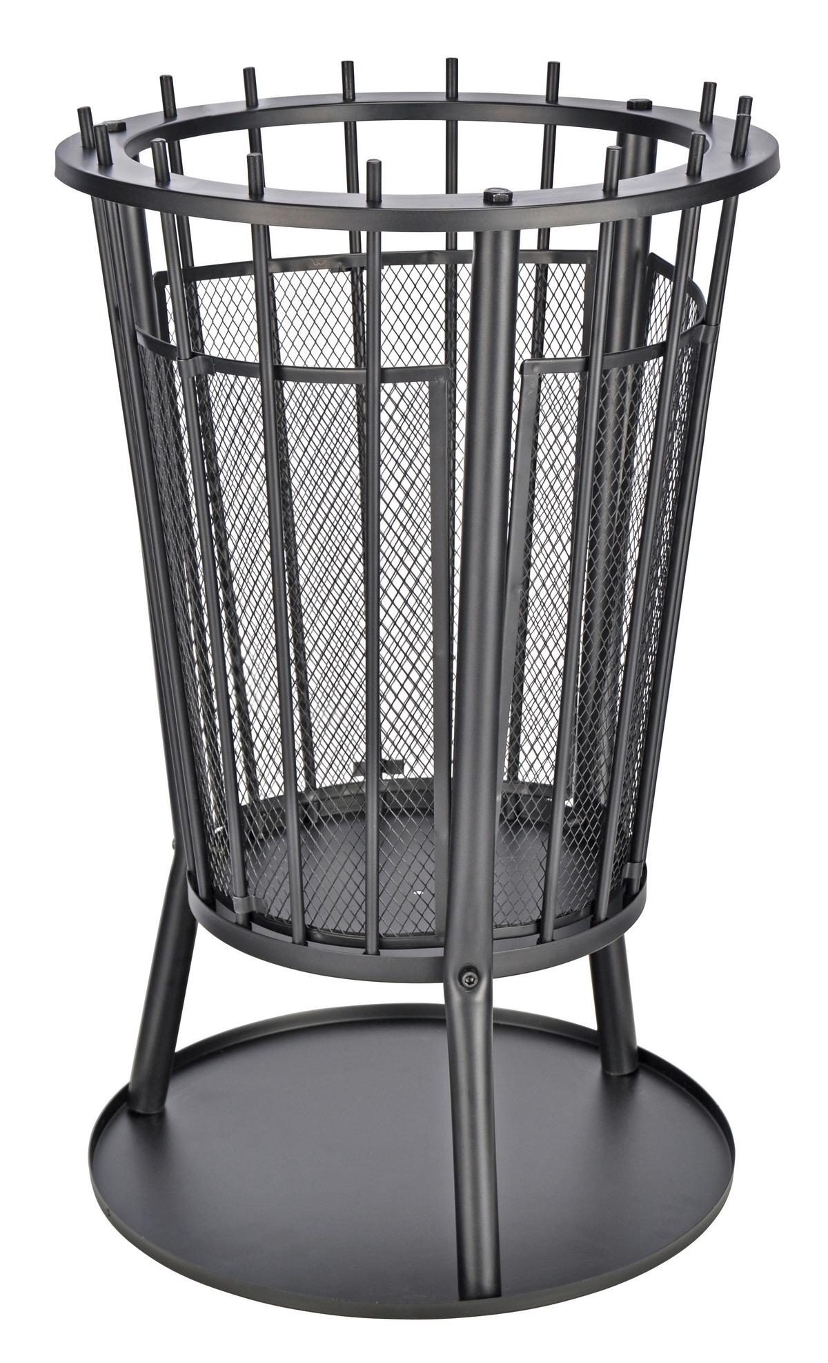 Feuerkorb DxH 40x61 cm mit Funkenschutz Schwarz - Schwarz, Basics, Metall (40/61cm)