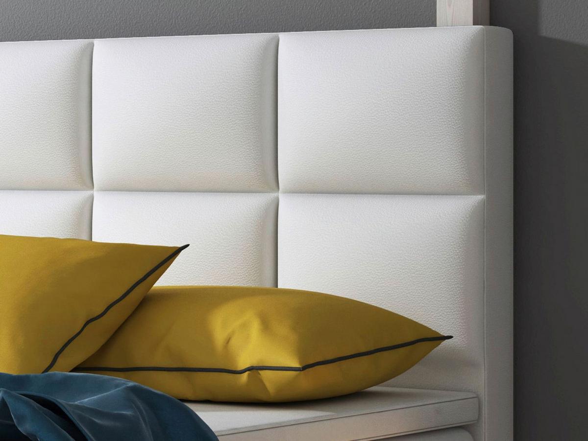 Boxspringbett Inkl. Topper 140x200 Cm Miami - Silberfarben/Weiß, KONVENTIONELL, Leder/Textil (140/115/210cm) - MID.YOU