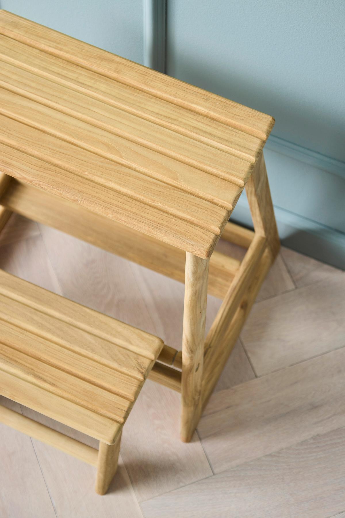 Tritthocker Skala, Natur 45,5x49x38,5 cm - Teakfarben, Natur, Holz (45,5/49/38,5cm) - Gardenson