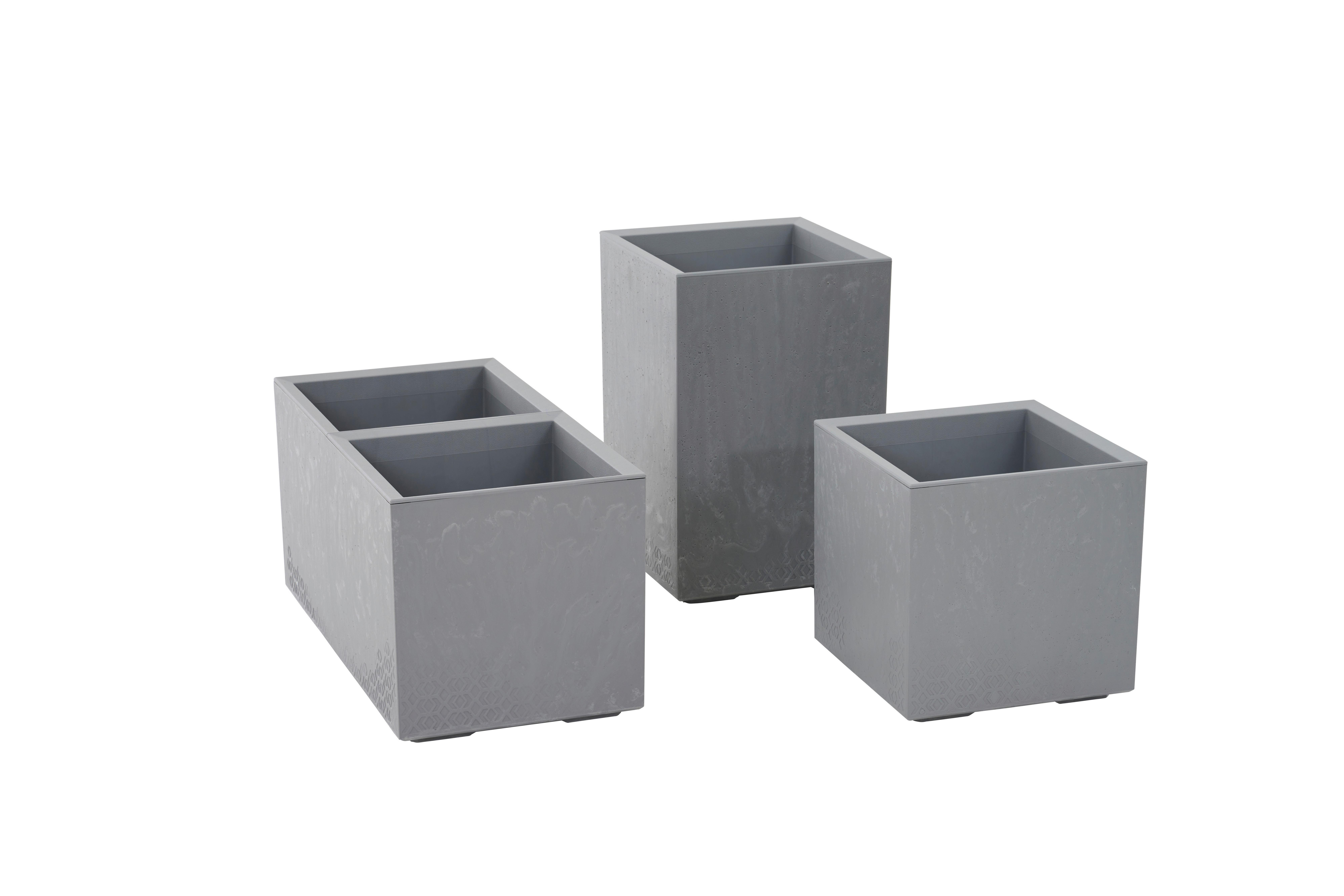 Blumenkasten Grau Betonoptik B: 40 cm - Grau, Basics, Kunststoff (40/40/40cm) - Siena Garden