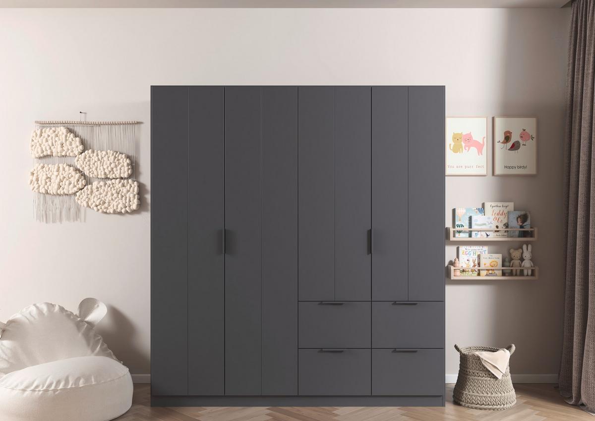 DREHTÜRENSCHRANK Ella Grau B: 181cm - Grau, MODERN, Holzwerkstoff (181/197/56cm) - Rauch Möbel