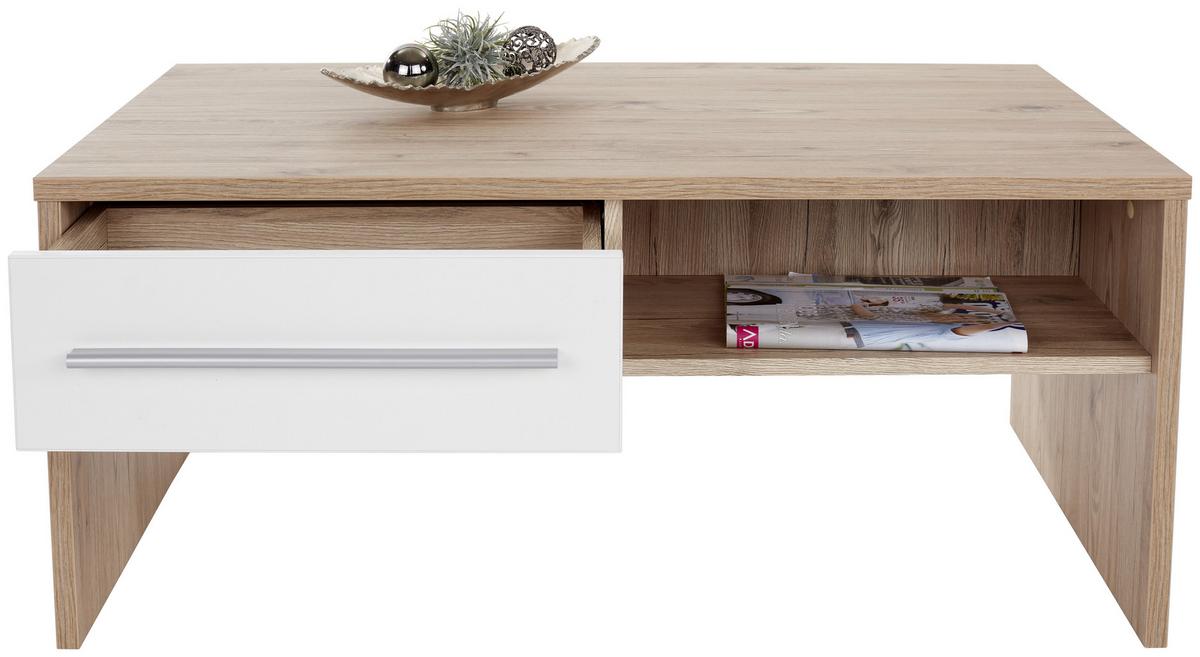 Couchtisch Mit Stauraum Melbourne, Eiche Dekor/weiß - Eichefarben/Weiß, MODERN, Holzwerkstoff (105/45/60cm)