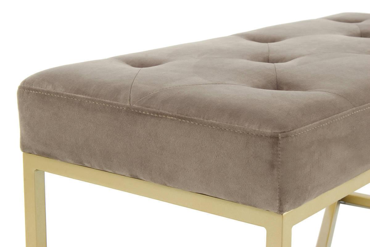 Sitzbank Gep. Taupe/goldf. Cameron B: 90 Cm - Taupe/Goldfarben, Basics, Holzwerkstoff/Kunststoff (90/40/40cm) - Kayoom