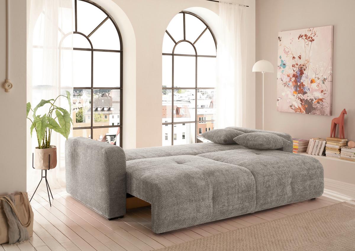 Schlafsofa Bullet Taupe B: 235 Cm - Taupe/Schwarz, KONVENTIONELL, Textil (235/88/120cm) - MID.YOU