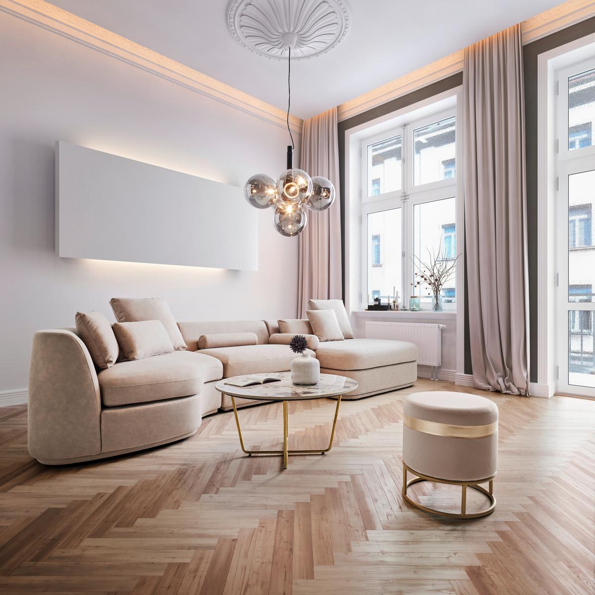 Sedacia súprava Anna béžová - biela/béžová, Modern, drevo/textil (360/71/134cm) - Bessagi Home