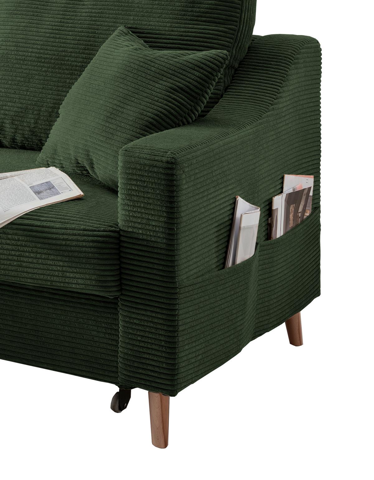 Ecksofa Valentina - Dunkelgrün/Naturfarben, Design, Textil (150/228cm) - P & B