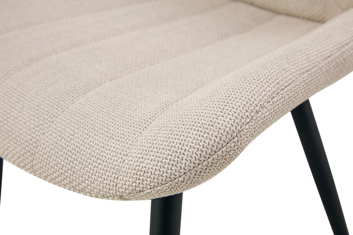 Stuhl-Set Lotta 2-Teilig Creme B: 53 cm - Creme/Schwarz, MODERN, Textil/Metall (53/86/59cm) - MID.YOU