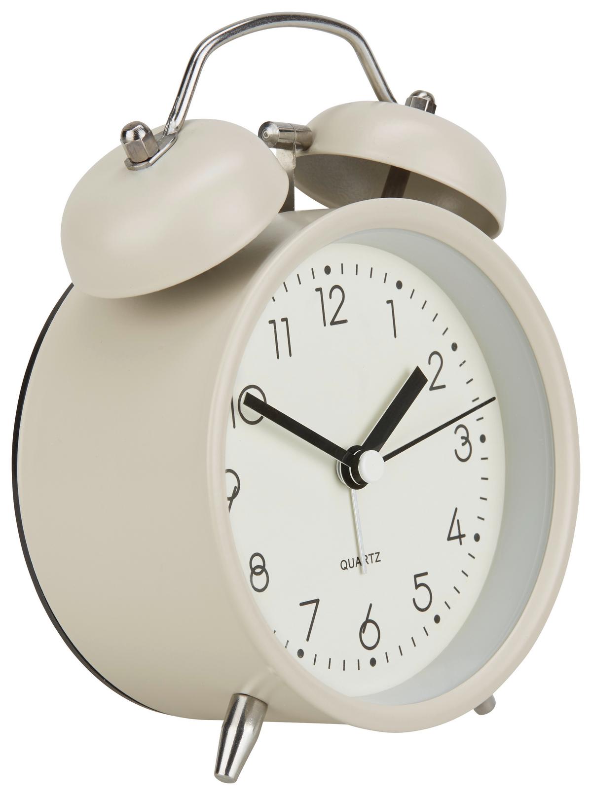 Wecker Alexiana Vintage-Look, H: 13 cm - Hellrosa/Schwarz, Basics, Glas/Papier (9,8/13/5,5cm) - Luca Bessoni