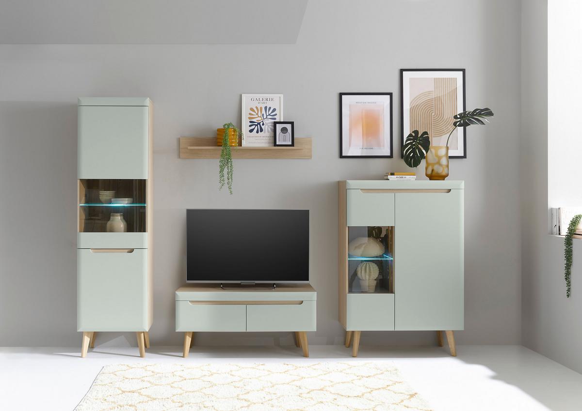 Lowboard Svante Torge Grün/Eichefarben B: 107 cm - Eichefarben/Grün, Design, Holzwerkstoff (107/50/40cm) - MID.YOU