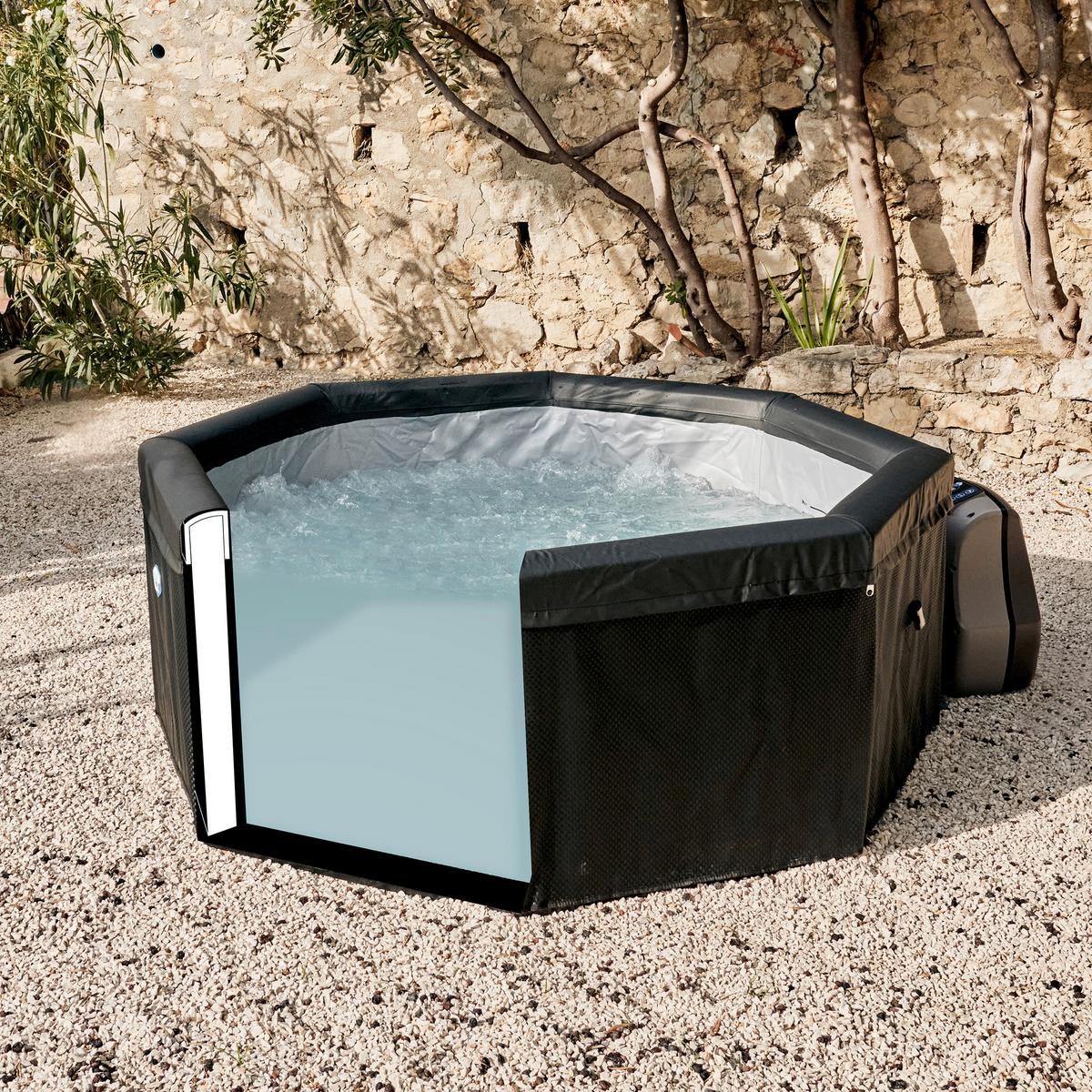 Whirlpool Netspa Octopus Ø 290 Cm Mit Umrandung+5 Möbel - Schwarz, Basics, Leder/Kunststoff (290/73cm)