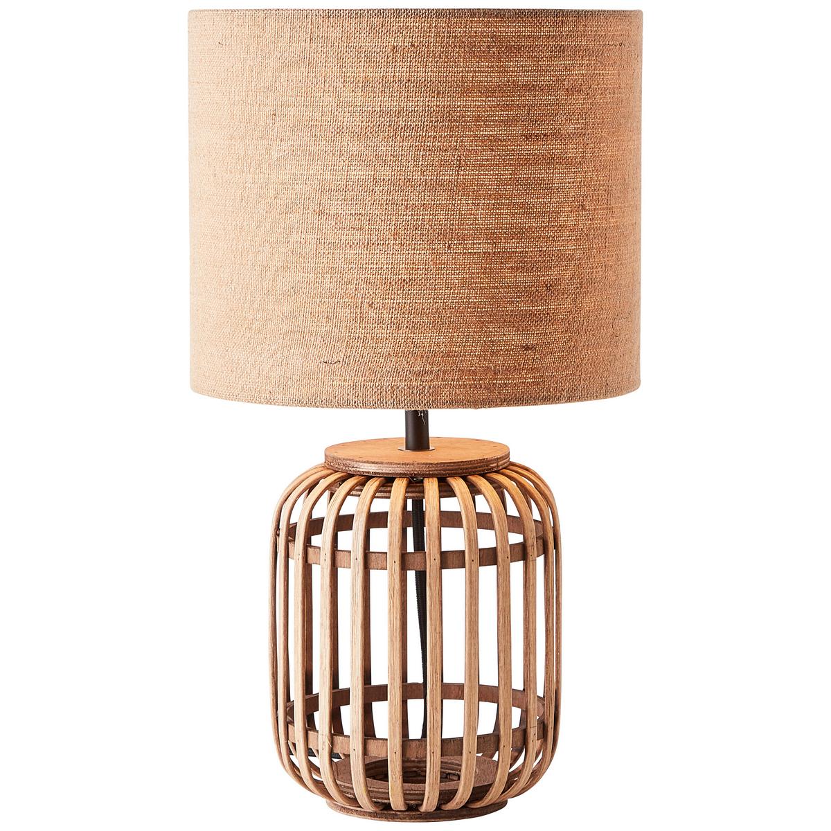 Tischleuchte 93148/09 Woodrow - Naturfarben, Natur, Holz/Textil (24/42,5cm) - Brilliant