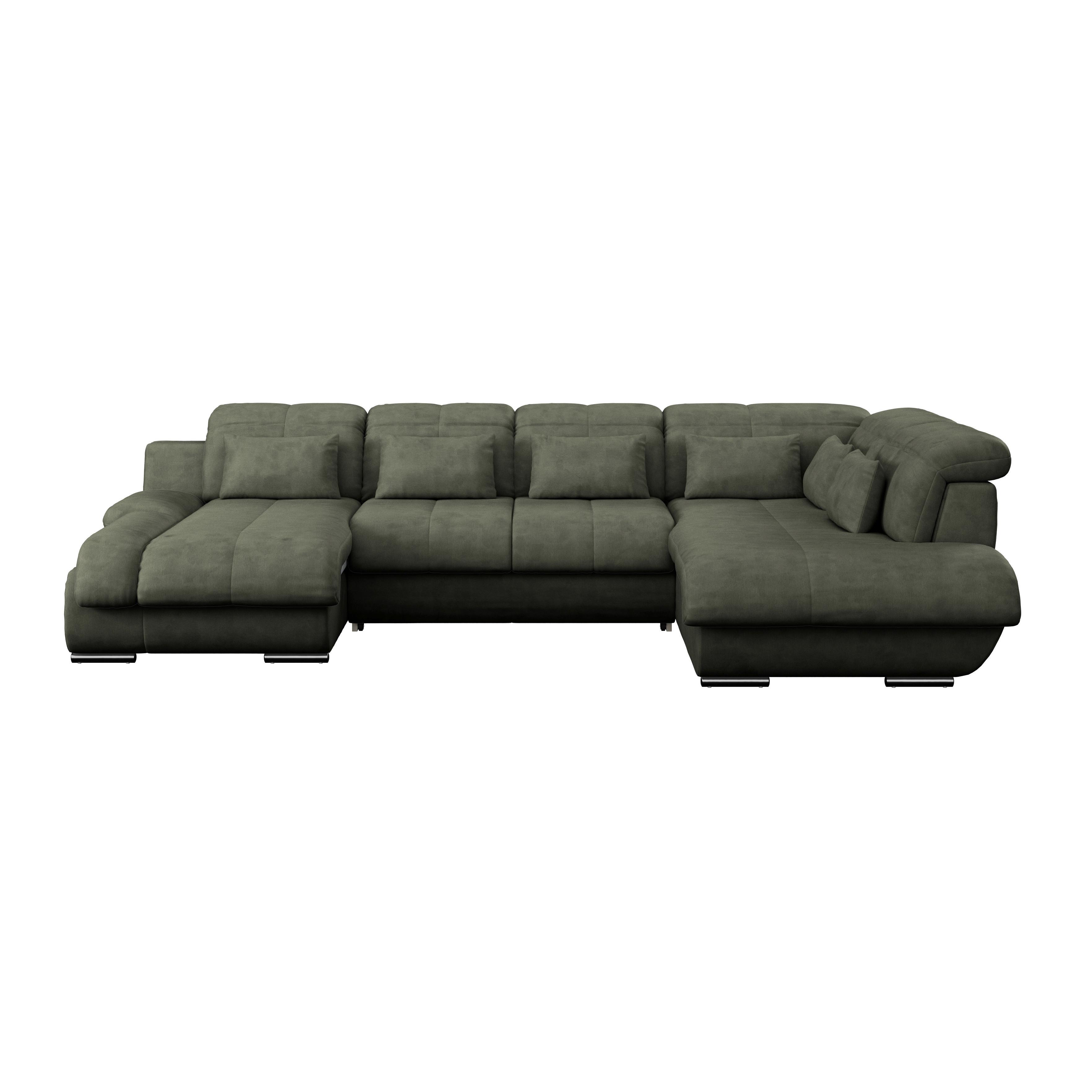 Sedací souprava MULTI, pravá, tmavě zelená barva - tmavě šedá/tmavě zelená, Moderní, kov/textil (184/345/228cm) - Luca Bessoni