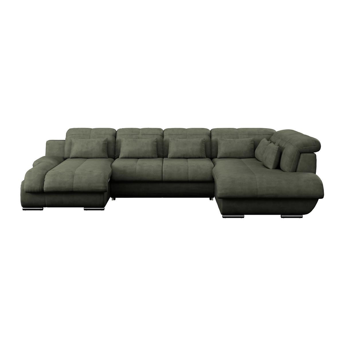 Sedacia súprava MULTI, pravá, tmavozelená farba - tmavozelená/chrómová, Modern, kov/textil (184/345/228cm) - Luca Bessoni
