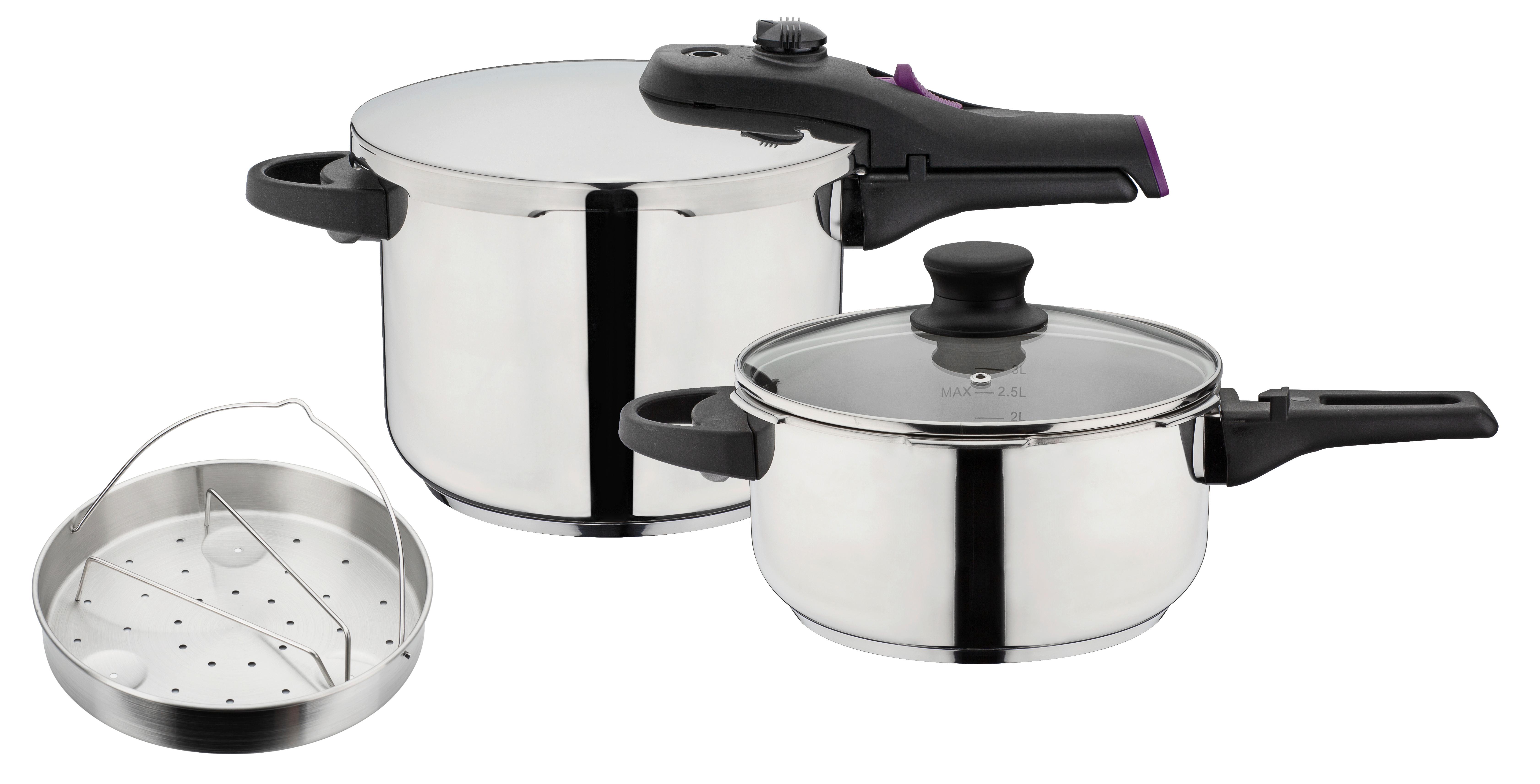 Gsw Schnellkochtopfset Silberfarben, D: 22cm - Silberfarben, Basics, Metall (22cm) - GSW