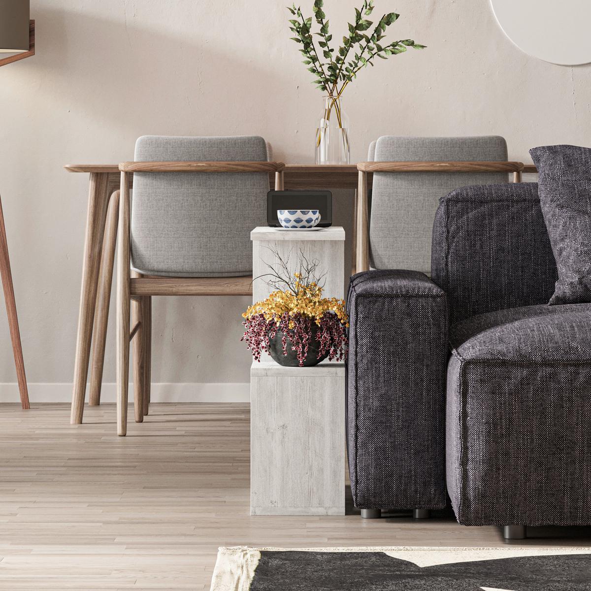 Beistelltisch Homemania Kaffeetisch - Eichefarben/Weiß, Design, Holzwerkstoff (60cm) - Livetastic