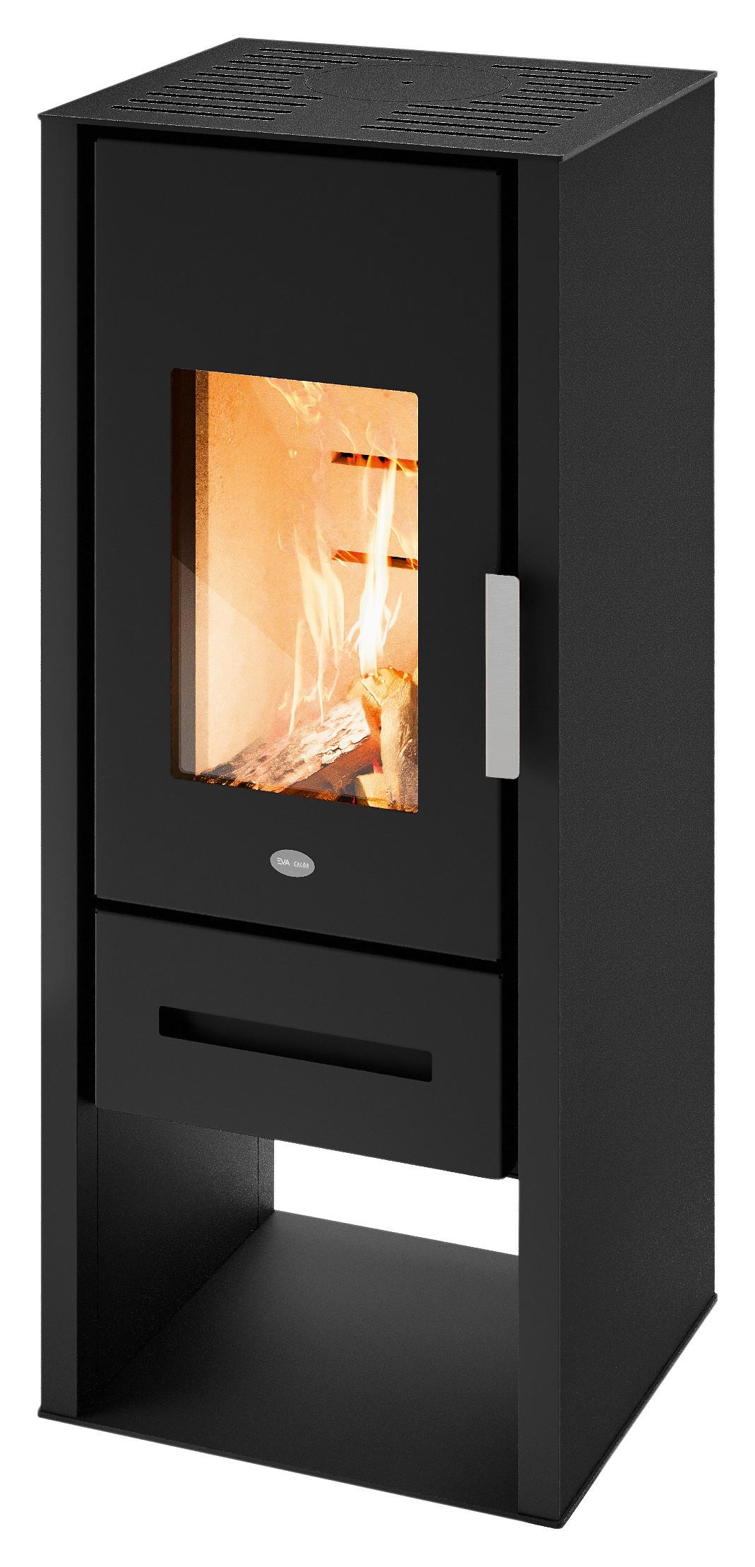 Kaminofen Livia Schwarz Metall 8kw - Schwarz, Basics, Metall (45/109,2/46,8cm)