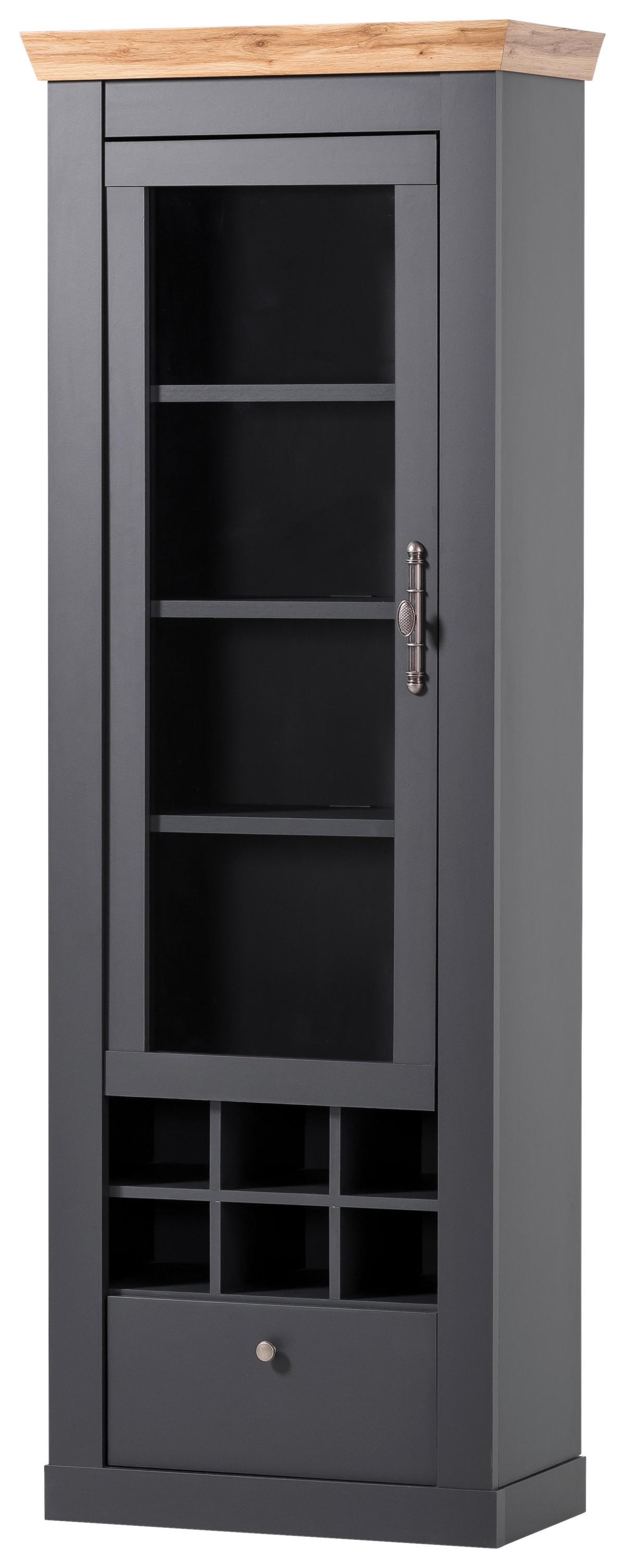 Vitrine Catania Anthrazit/Eiche B: 72cm - Anthrazit/Eiche Wotan, Design, Holzwerkstoff (72/201/38cm) - MID.YOU