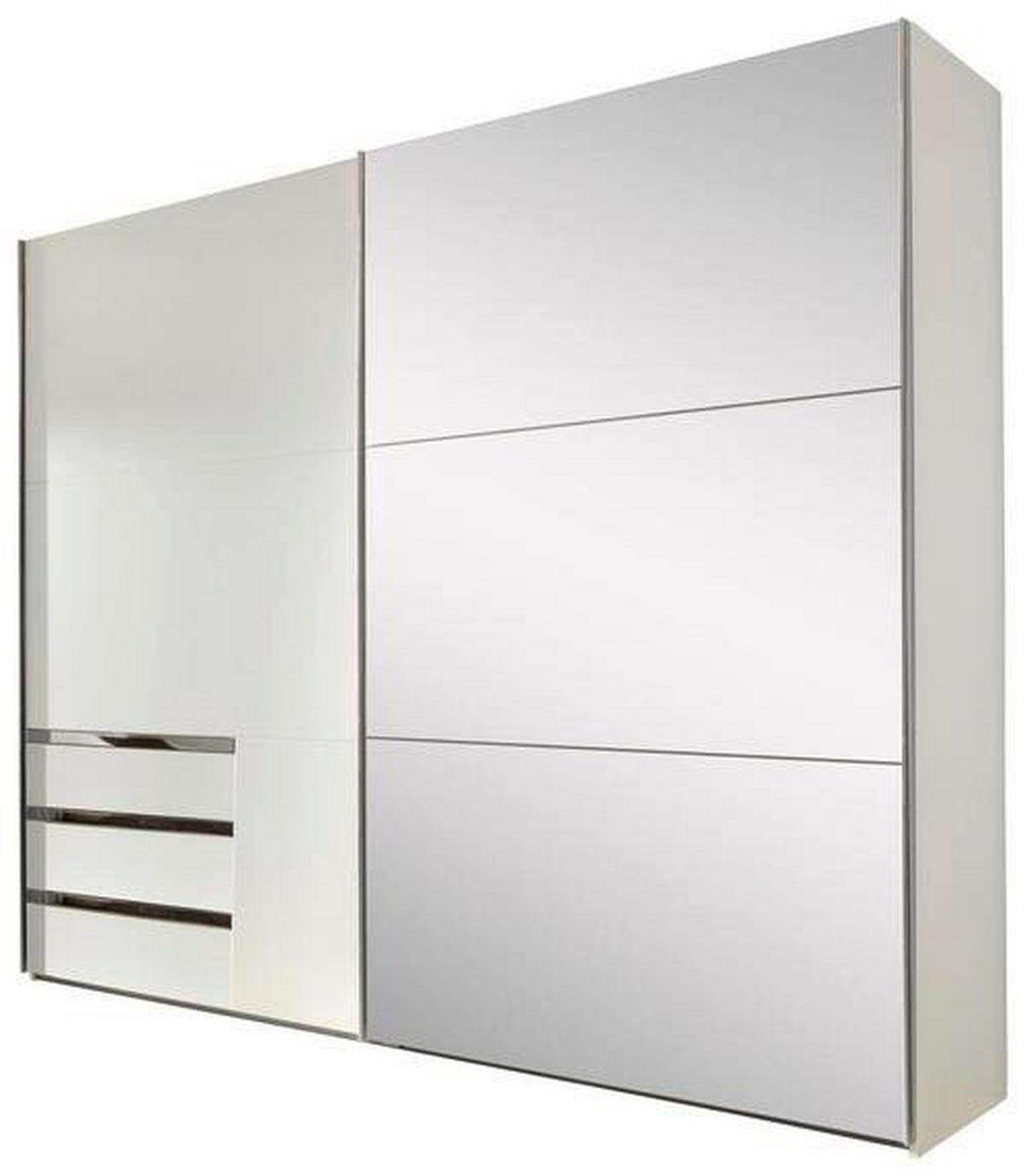 Schwebetürenschrank M. Spiegel 200cm Level 36a, Weiß Dekor - Weiß, MODERN, Glas/Holzwerkstoff (200/216/65cm) - MID.YOU