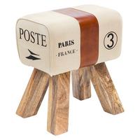 Hocker Leder Braun/Beige H: 47 cm Rechteckig - Beige/Braun, Natur, Leder/Textil (40/47/25cm) - MID.YOU