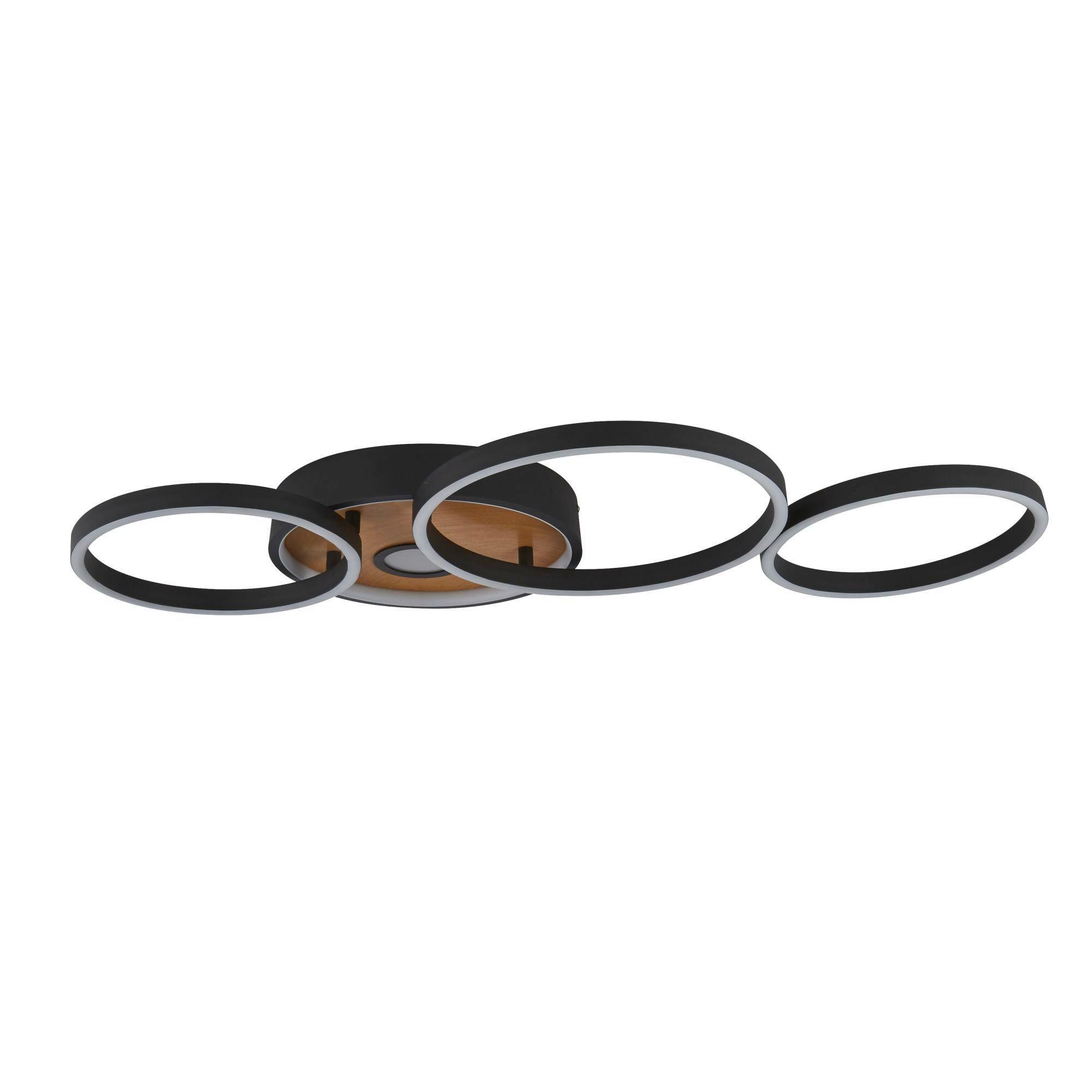 LED-Deckenleuchte 36305-1bk - Schwarz/Braun, Basics, Kunststoff/Metall (89/8/42cm)