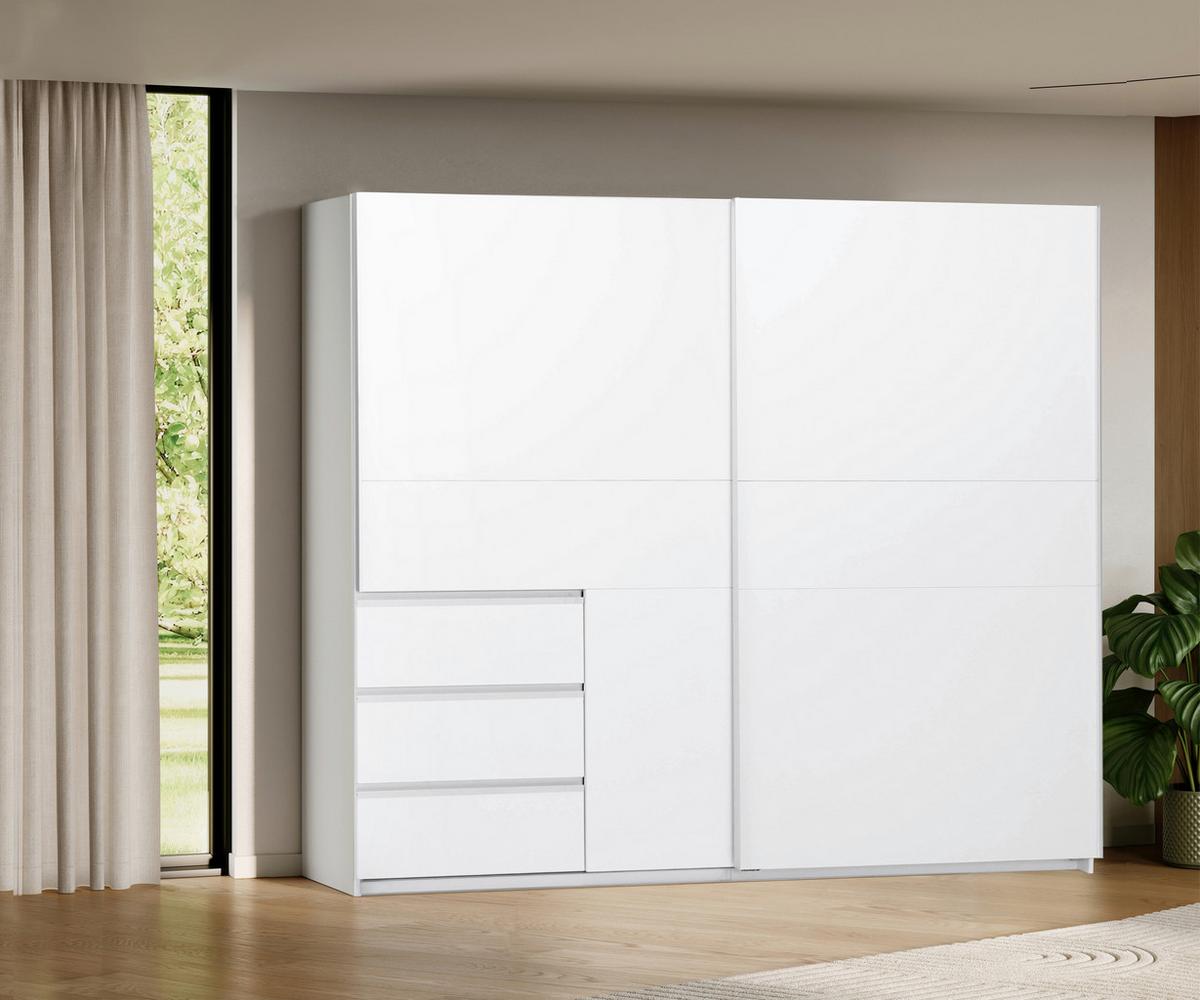 SCHIEBETÜRENSCHRANK Wilma Weiß B: 250cm - Weiß, MODERN, Holzwerkstoff (250/210/61,5cm) - P & B