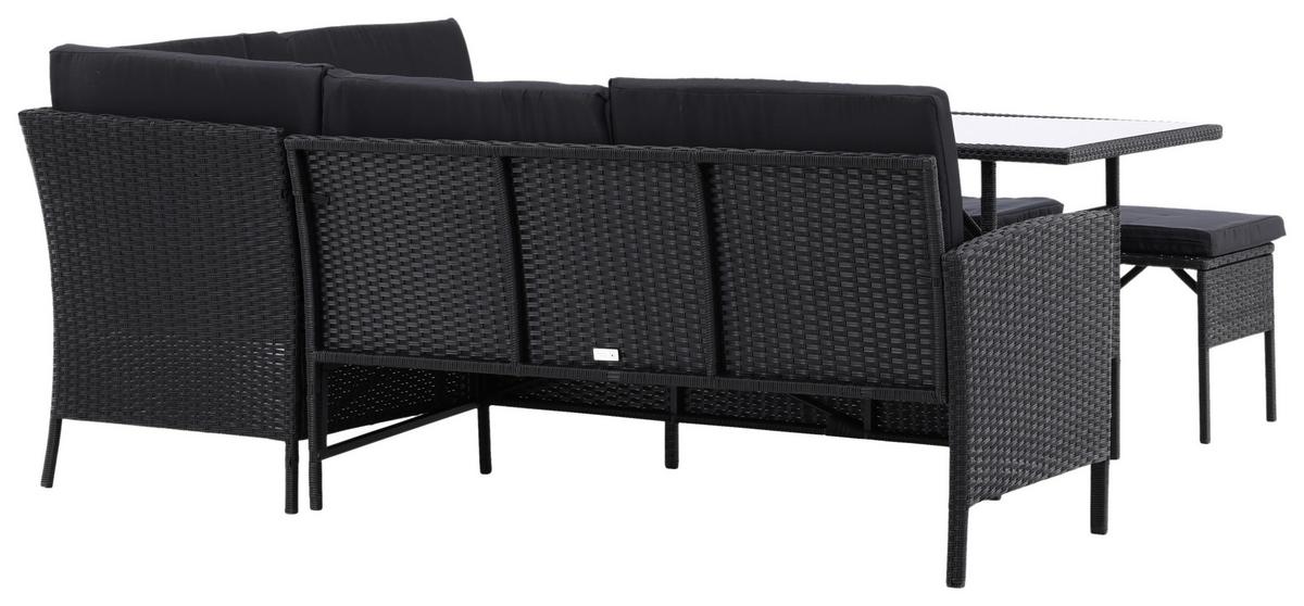 Gartenmöbel Set 4-Tlg Knock Kunststoff mit Kissen - Schwarz, KONVENTIONELL, Kunststoff - Gardenson