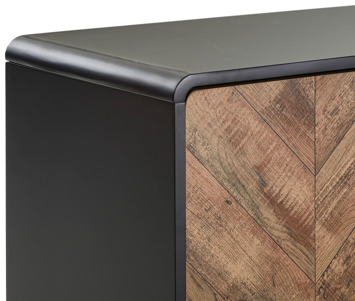 Kommode Sandy B: 80 cm Eichefarben - Eichefarben/Schwarz, MODERN, Holzwerkstoff/Metall (80/122/40cm) - MID.YOU