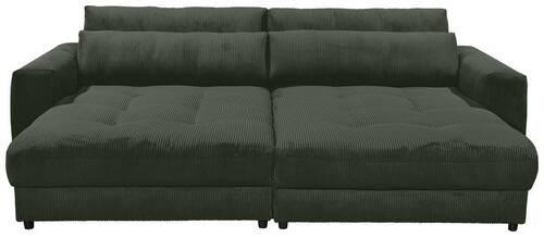 Mega pohovka LOVESEAT zelená - černá/tmavě zelená, Konvenční, kompozitní dřevo/textil (292/90/194cm) - MID.YOU