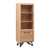 Vitrína EMILIO dub - čierna/farba duba, Modern, kov/drevo (65/175/40cm) - Bessagi Home