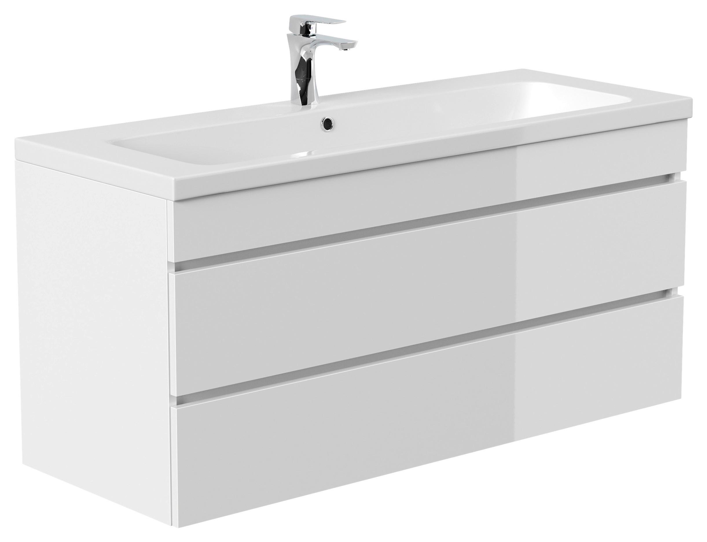 WASCHTISCHKOMBI Fellini Weiß HG B: 120cm - Weiß Hochglanz/Weiß, Basics, Holzwerkstoff/Stein (120cm) - MID.YOU