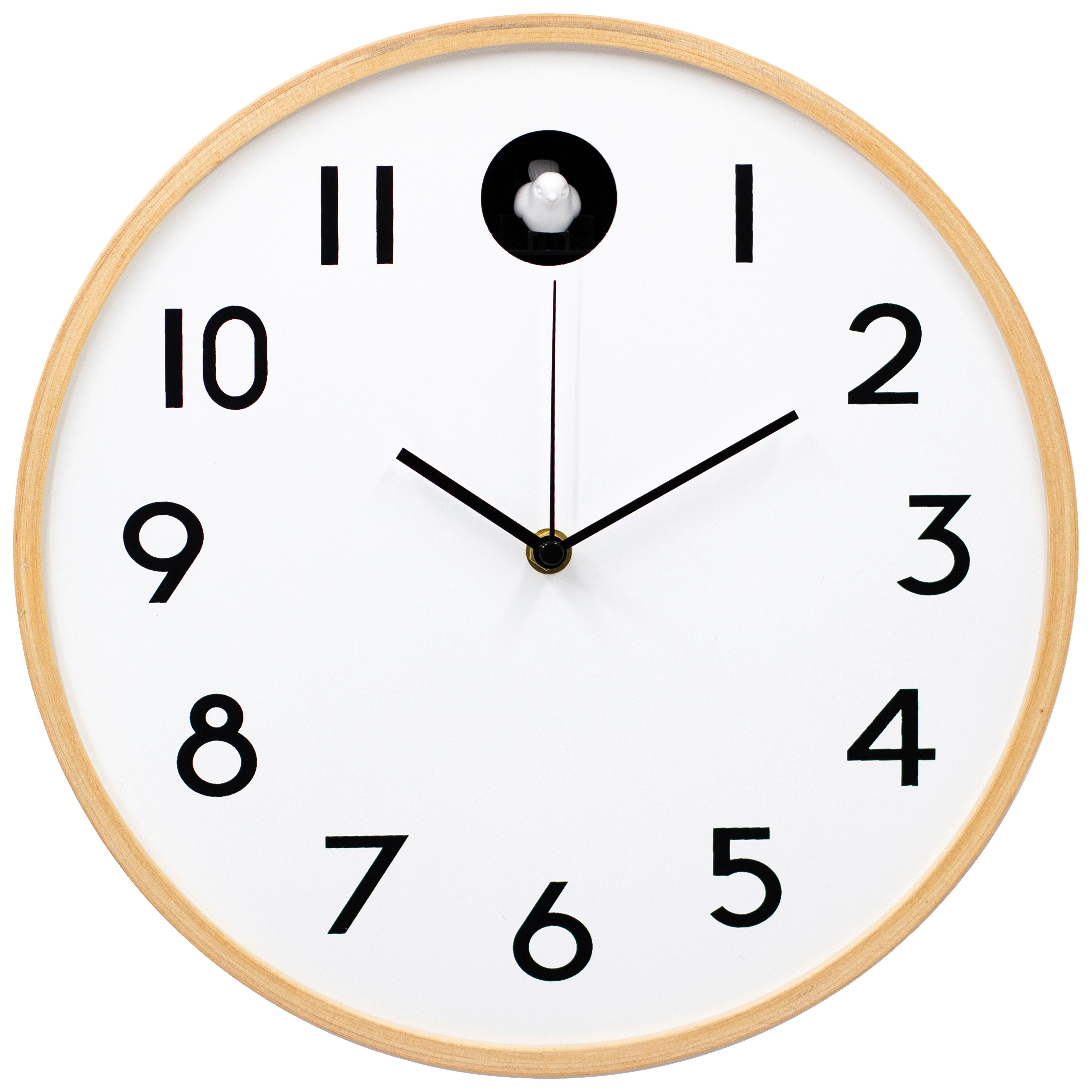 Nástěnné hodiny s nastavitelným zvukem - bílá/přírodní barvy, Moderní, dřevo/kompozitní dřevo (31,5cm) - Mömax