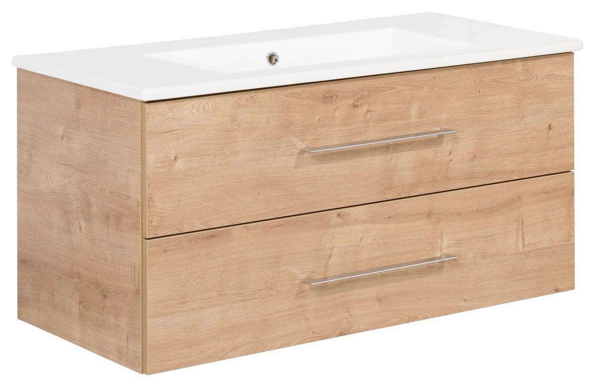 Badezimmer B.Perfekt Eichefarben 3-Teilig - Eichefarben/Weiß, Basics, Glas/Keramik (102cm) - MID.YOU