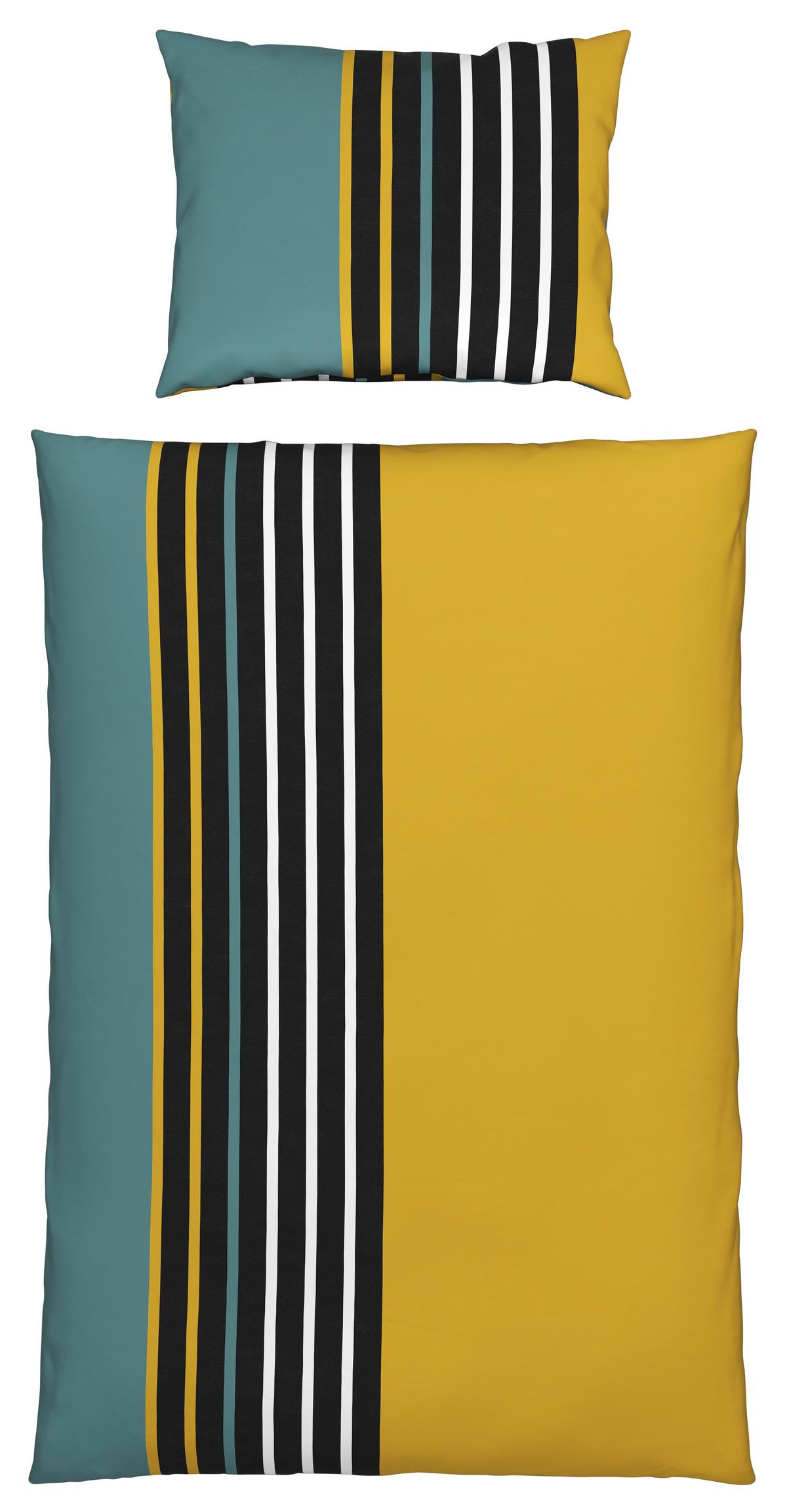 Povlečení Anton, 70x90/140x200cm - zelená/žlutá, Konvenční, textil (140/200cm) - Modern Living