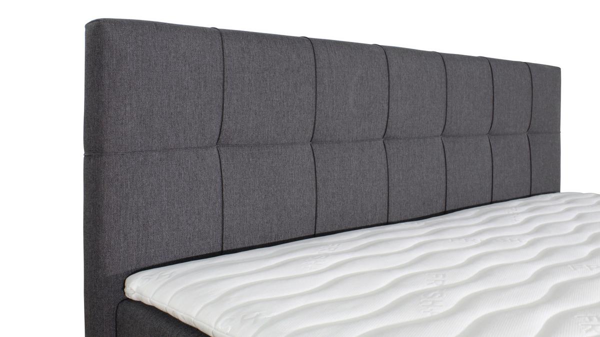 Boxspringbett mit Topper 180x200 cm Winer - Anthrazit/Silberfarben, MODERN, Textil (180/200cm) - MID.YOU