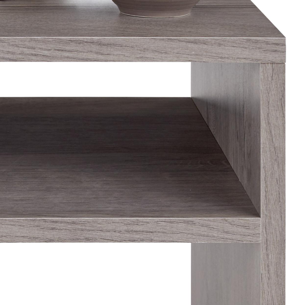Beistelltisch 2 Ablagefächer Luca Ribbeck Eiche Dekor - Grau, MODERN, Holzwerkstoff (40/40/37cm)