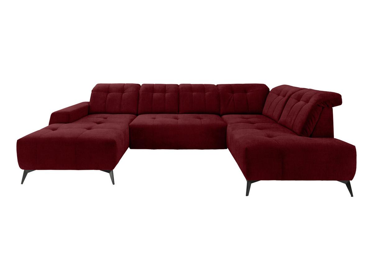 Ecksofa, Sitzvorzug Elektrisch Sano, Bordeaux, 180x337x200 Cm - Bordeaux/Schwarz, MODERN, Textil (180/337/200cm) - Livetastic