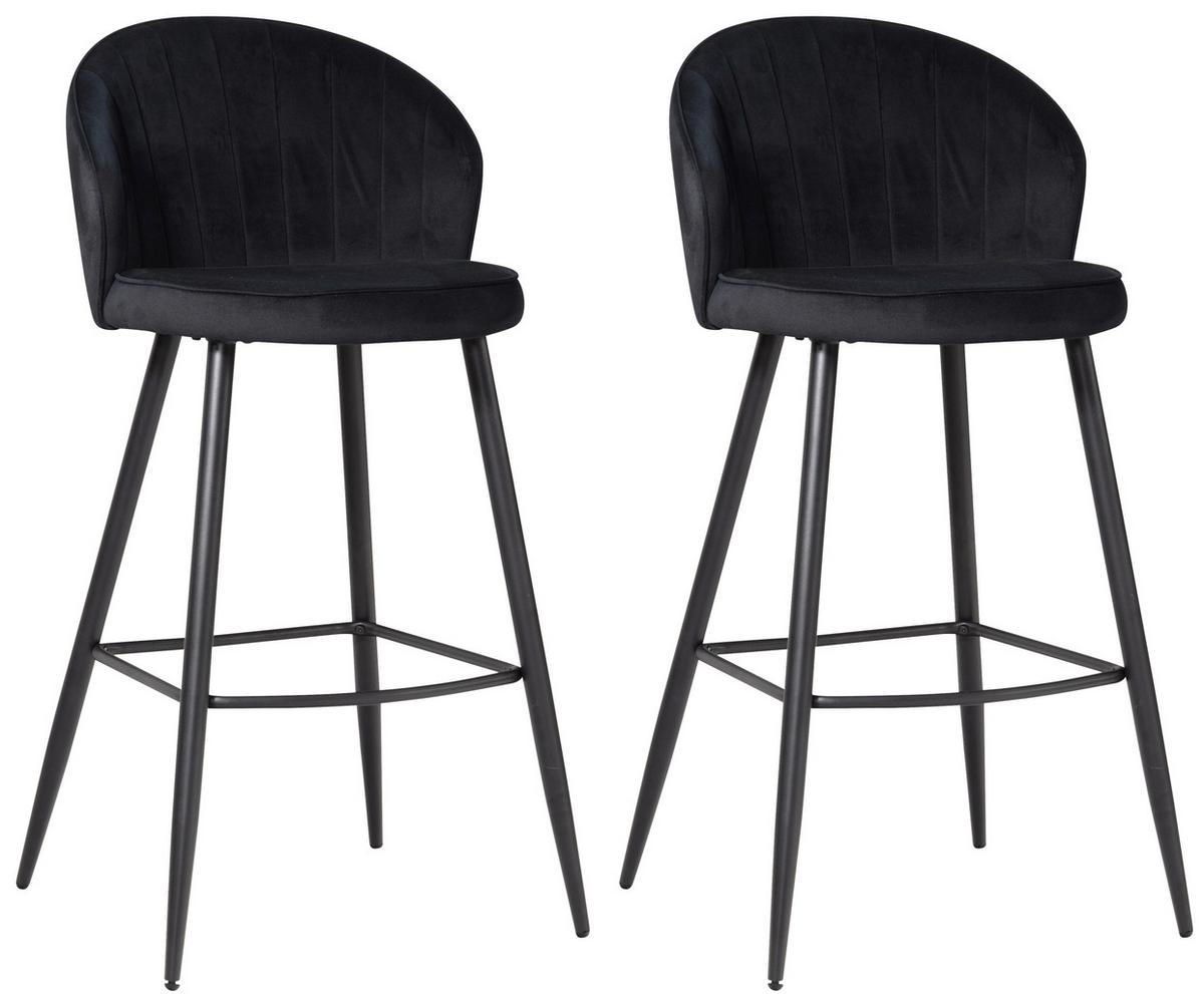 Barhocker-set Schwarz B: 56 Cm - Schwarz, Design, Textil/Metall (56/102,5/52,5cm) - MID.YOU