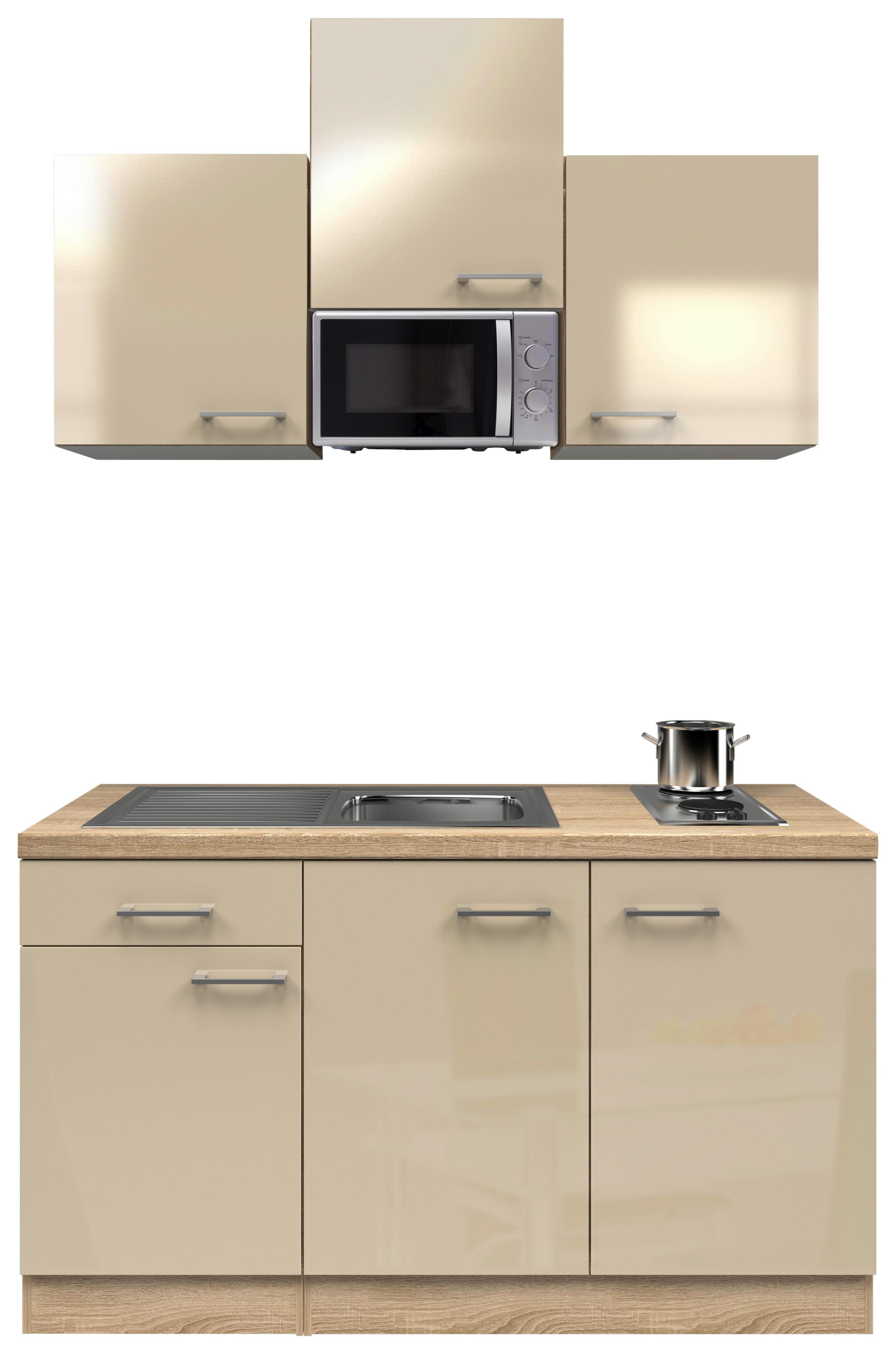 Kuchyňský blok NEPAL včetně spotřebičů a dřezu - Sonoma dub/kašmírová, Moderní, kov/kompozitní dřevo (150cm) - MID.YOU